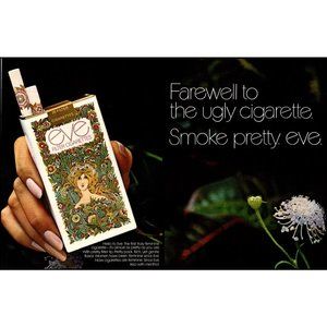 1971 Eve Filter Woman's Cigarettes 2 Page Vintage Print Ad Pink Nail Polish Art